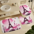 thumbnail image 6 of Pink Paris Eiffel Tower Scene Shower Curtain Set Modern Bathroom Decor Mats 4pcs Fabric Bathroom Curtain Slip Floor Rug Toilet Lid, 6 of 8