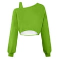 thumbnail image 7 of Womens Crop Sweatshirts Long Sleeve Cold Shoulder Pullover Loose Solid Color Workout Casual Strappy Tops (M, Green), 7 of 7