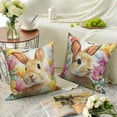 thumbnail image 2 of Dashan Easter Bunny Throw Pillow Covers 18x18 Set of 2,Cute Rabbit Flower Decorative Pillow Cases for Bedroom Sofa Couch, 2 of 6