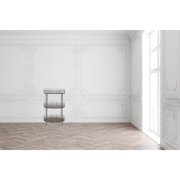 Lesuto Industrial Round Butler Tray Table - Modern, Wood