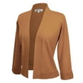 thumbnail image 2 of YEMAK Women's Classic 3/4 Sleeve Open Front Cropped Bolero Cardigan MK3558 (S-XL)-CAM-S, 2 of 9