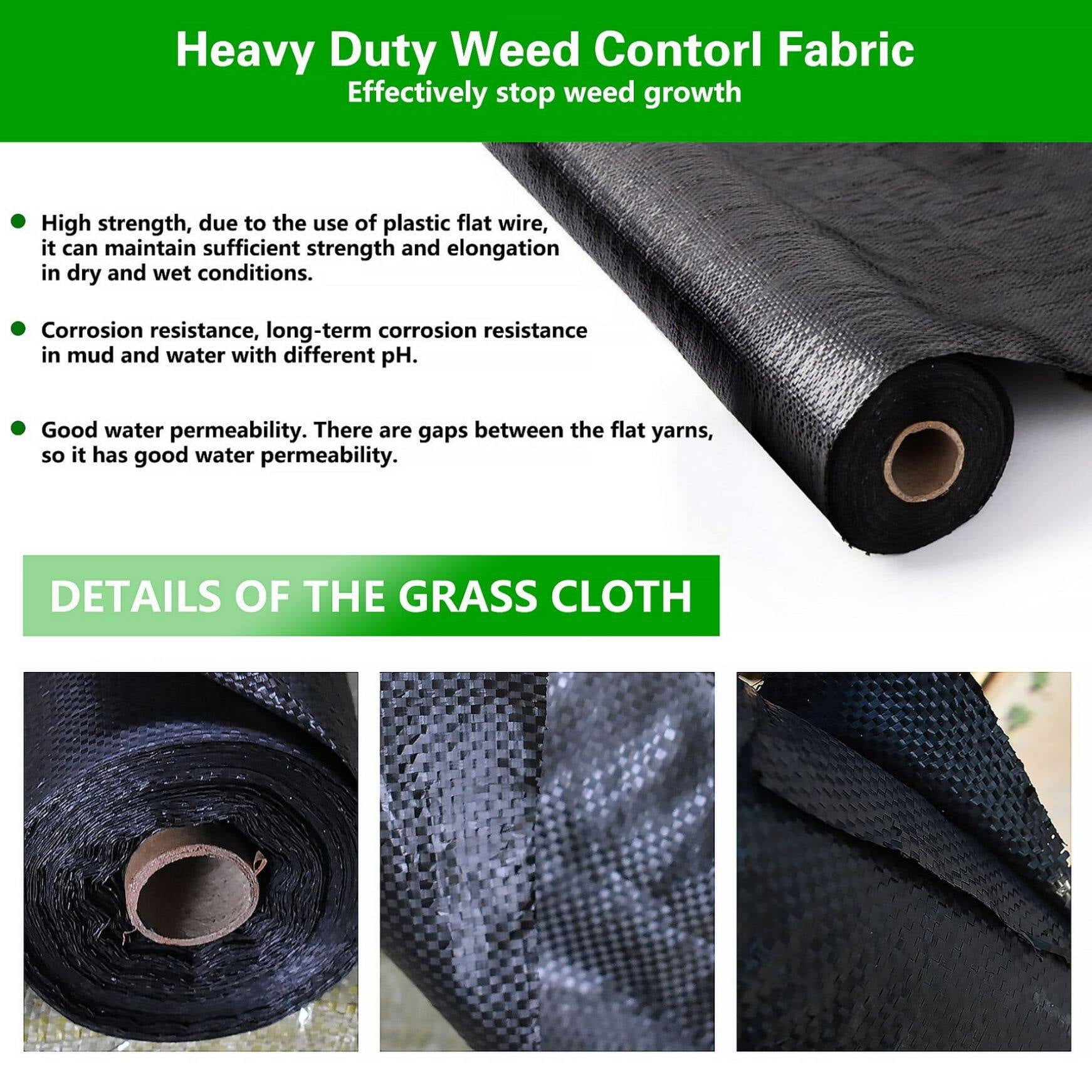 Garden Weed Barrier, Heavy-duty Landscape Fabric Ground Cover Durable Polyethylene Cloth Premium Weeds Control Mat for Gardening, Soil Erosion Control, and Other Outdoor Projects, 6FT x 200FT