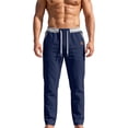 thumbnail image 2 of Gamivast Straight Leg Athletic Pants for Men with Zipper Pockets Elastic Drawstring Waist Lightweight Relaxed Fit Open Bottom Track Pants for Gym Travel and Outdoor Navy S, 2 of 7