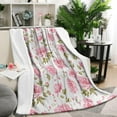 thumbnail image 2 of Vintage Floral Watercolor Blanket: Soft & Cozy Pink Rose Peony Throw Blanket - Fashionable 50x60in Decor Bed Throw Blanket for Room, Couch - Ideal Gift for Women, 2 of 5