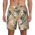 thumbnail image 2 of Goofa Tropical Leaves Flower Printed Men's Swim Trunks Board Shorts Quick Dry Mens Swimming Trunks with Compression Liner,Breathable Fit Hawaii Beach Shorts-Small, 2 of 9