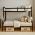 thumbnail image 3 of ASINMAK Twin-over-Full Bunk Beds for adult, Metal BunkBeds with 2 Ladders & Full Length Guardrail, Noise Free Full Size Bunk Bed Easy to Assemble- Black, 3 of 7