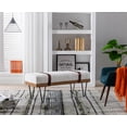 thumbnail image 5 of Guyou Modern Faux Fur Rectangle Ottoman Bench with Two Straps and Metal Legs, Upholstered Bed End Bench Entryway Shoe Bench Dining Table Bench Footstool for Bedroom Living Room, White, 5 of 12