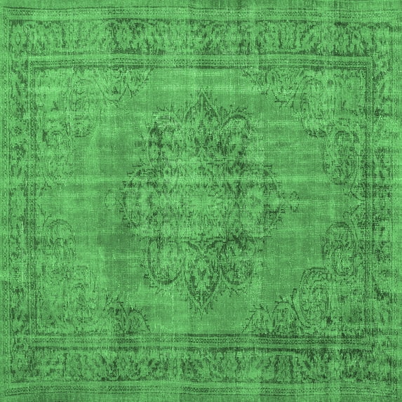 Ahgly Company Indoor Square Persian Emerald Green Traditional Area Rugs, 3' Square