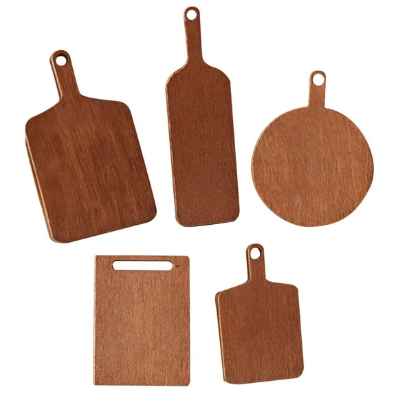 LAMIRO 10Pcs Mini Cutting Board Mini House Cutting Board Model Miniature Wooden Chopping Board Decor