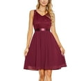 thumbnail image 4 of SWSMCLT Women's Midi Dresses Summer Dress Semi Formal Evening Gown Prom Vintage A Line Ruched V Neck Party Burgundy Small, 4 of 4