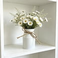 thumbnail image 1 of Jarrón de hojalata galvanizada con lazo, cubo floral blanco rústico para decoración del hogar, regalo del Día de San Valentín, 13x9.5x8 cm, 1 of 6
