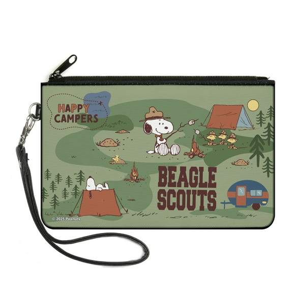 Peanuts Wallet, Zip Clutch, Peanuts Happy Camper Beagle Scouts Scenes, Canvas