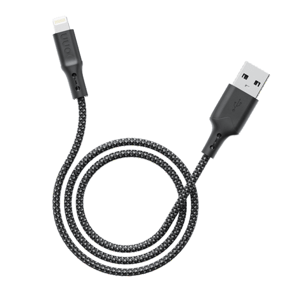 onn 10ft Lightning to USB-A Soft-touch Braided Charging Cable, MFi Certified, Black