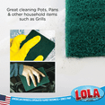 thumbnail image 3 of LOLA Pot Brite Scouring Fiber Pad | Long Lasting Nylon & Polyester Non-Woven Scrub Pad | Heavy Duty 4" X 6" Cleaning Pads | Removes Grease & Baked-On Foods | Rust Proof | Green Color | 18 Pack, 3 of 4