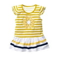 thumbnail image 5 of Atogsazn Baby Girl Summer Casual Clothes Set Kids Short Sleeve Striped Dress and Capris 2 Piece Set Outfits 1-2 Years A-Yellow on Clearance, 5 of 7
