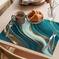 thumbnail image 3 of Dark Green Marble Placemats Set&nbsp;of&nbsp;6 Gold Line Abstract Art Fluid Modern Heat Insulation Washable Place Mats, Rustic Non-Slip Table Mats for Dining Table Party Kitchen Decor,13x19 Inch, 3 of 9