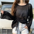 thumbnail image 7 of Ltctricy Sun Shirts for Women Long Sleeve Crew Neck Tie Side Ruched Asymmetrical Hem Blouses Summer Beach Cover Up Tops, 7 of 7