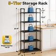 thumbnail image 2 of 5-Tier Storage Shelves, Plastic Shelving Unit with Hooks, Multipurpose Storage Shelves Rack for Garage Kitchen Pantry Closet Bathroom Laundry, 10.6"D x 20"W x 57"H, Black, 2 of 7