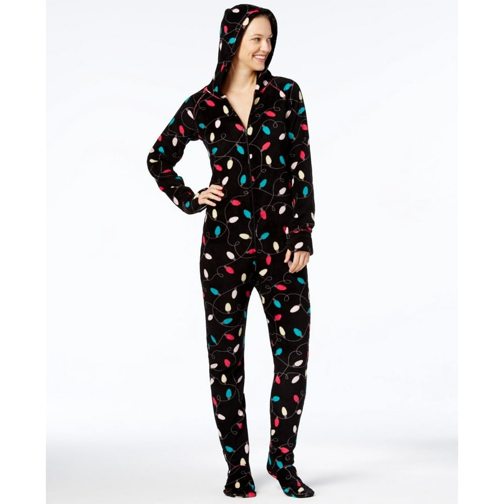 Jenni Hooded Footed Printed Pajama JumpsuitRegularXLString Of Light