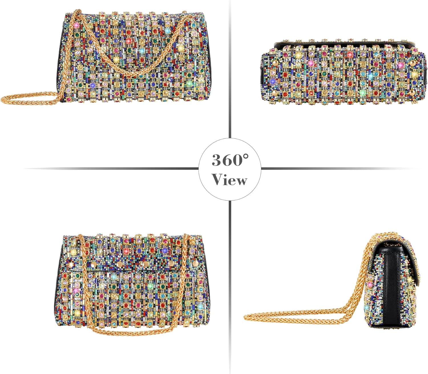 Rhinestone Clutch Purse Sparkling Silver Crystal Diamond Evening Bag