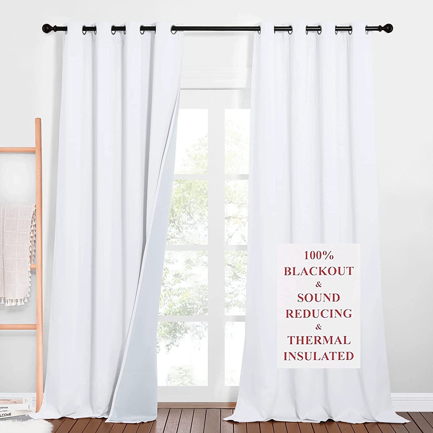 NICETOWN Blackout Wide Blinds for Sliding Door,Insulated Noise Reduction Drapes, 