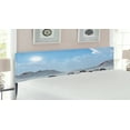 thumbnail image 2 of Horses Headboard, Herd of Wild Noble Horses Run in the Snows of a Fresh Winter Day Glorious Picture, Upholstered Decorative Metal Bed Headboard with Memory Foam, King Size, Blue White, by Ambesonne, 2 of 4
