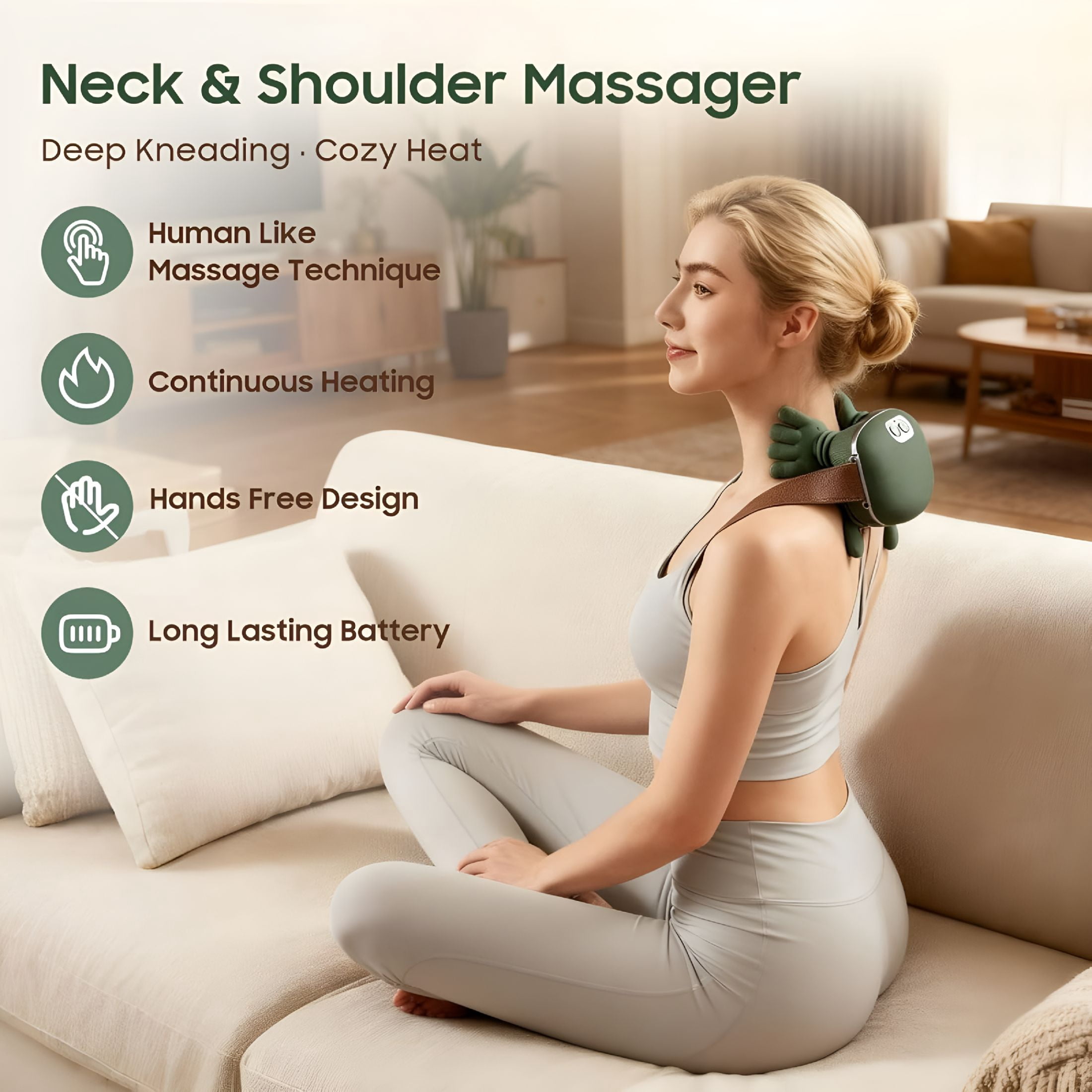 XIRQI Neck Massager with Heat – Shiatsu Deep Tissue Massage for Back, Neck Massager for Pain Relief Deep Tissue ,Shoulder& Cervical Pain Relief