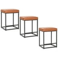 thumbnail image 3 of SUMMIT LIVING 24" Counter Height Bar Stool Set of 3, Upholstered Faux Leather Backless Counter Stool for Kitchen Island, Brown, 3 of 7