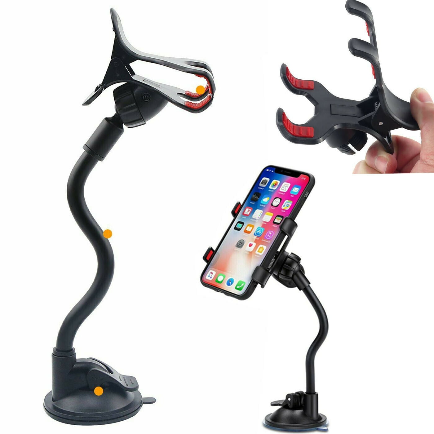 Car Mount Windshield/Dash With Strong Suction Cup,Cell Phone Holder Compatible With iPhone 8 8 Plus X 7 7 Plus 6Galaxy S9 S8