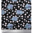 thumbnail image 1 of Soimoi Poly Georgette Fabric Cute Elephant Kids Print Sewing Fabric Yard 52 Inch Wide, 1 of 3