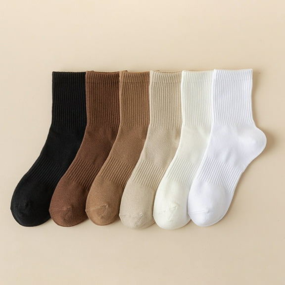 AYYUFE 1 Pair Autumn Winter Unisex Socks Middle Tube Solid Color Moisture Absorption Stretchy Men Women Knitted Socks for Daily Wear