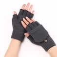 thumbnail image 4 of Guantes de invierno para mujer, 2 guantes sin dedos convertibles de punto cálidos para mujer, regalos con gorro protector para manoplas, 4 of 5