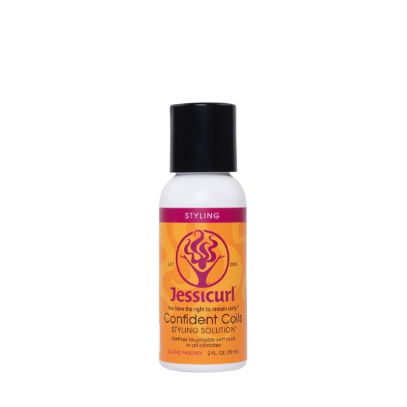 Jessicurl Confident Coils Solución para peinar Island Fantasy 2 onzas líquidas. Crema para rizos para controlar la humedad y el encrespamiento Productos para el cabello rizado Crema para peinar