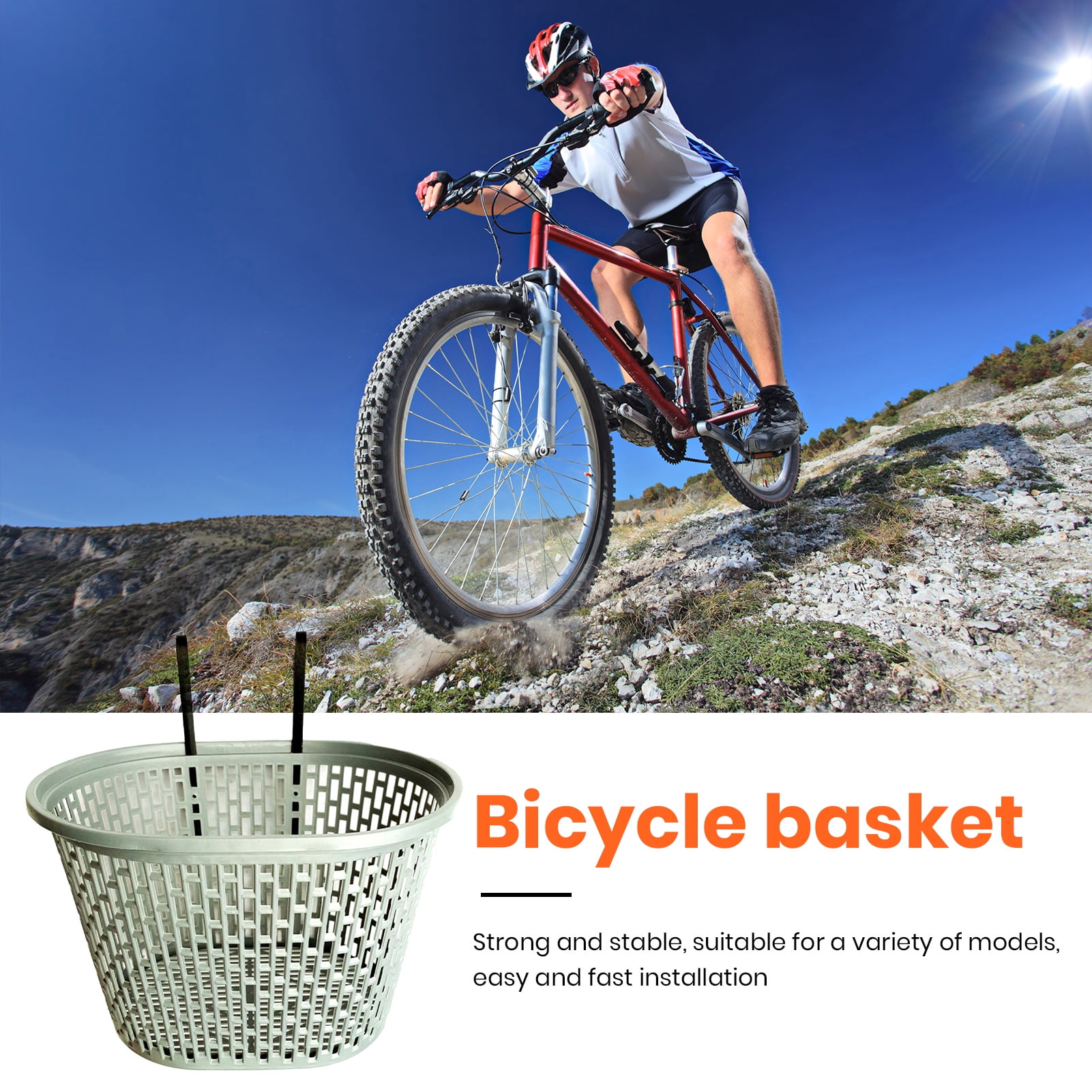 YIFAEUX Bicycle Basket Strong Large Capacity Hollowed-out Plastic Basket Multifunctional Item Storage Removable Folding Bike Organizer Front Basket Cycling Accessories