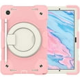 thumbnail image 4 of ELEHOLD Military Grade Shockproof Case for Samsung Galaxy Tab A9, Heavy Duty Protection Ring Stand Cover, Adjustable Angel, Detachable Shoulder Strap, Pencil Holder, Pink, 4 of 11