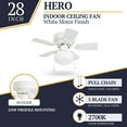 thumbnail image 3 of Prominence Home Hero 28" White Low Profile Ceiling Fan with Light, 3 of 14