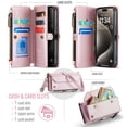 thumbnail image 5 of ELEHOLD for Samsung Galaxy A16 5G Wallet Case,Support Wireless Charging PU Leather RFID Blocking Card Holder Kickstand Flip Shockproof Case with Crossbody/Wristlet Strap ,Pink, 5 of 7