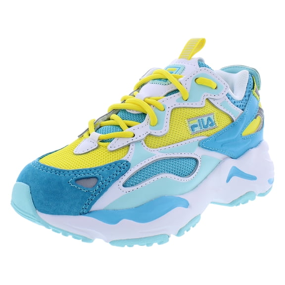 Fila Ray Tracer Apex PS Girls Shoes Size 13.5, Color: Yellow/Teal/White