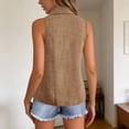 thumbnail image 3 of GPOECD Chemises pour Femmes Été Sans Manches Mélange Col Boutonné Débardeur Blouse pour Tenue de Travail Décontractée Hauts Sans Manches pour Femmes Kaki,m, 3 of 6
