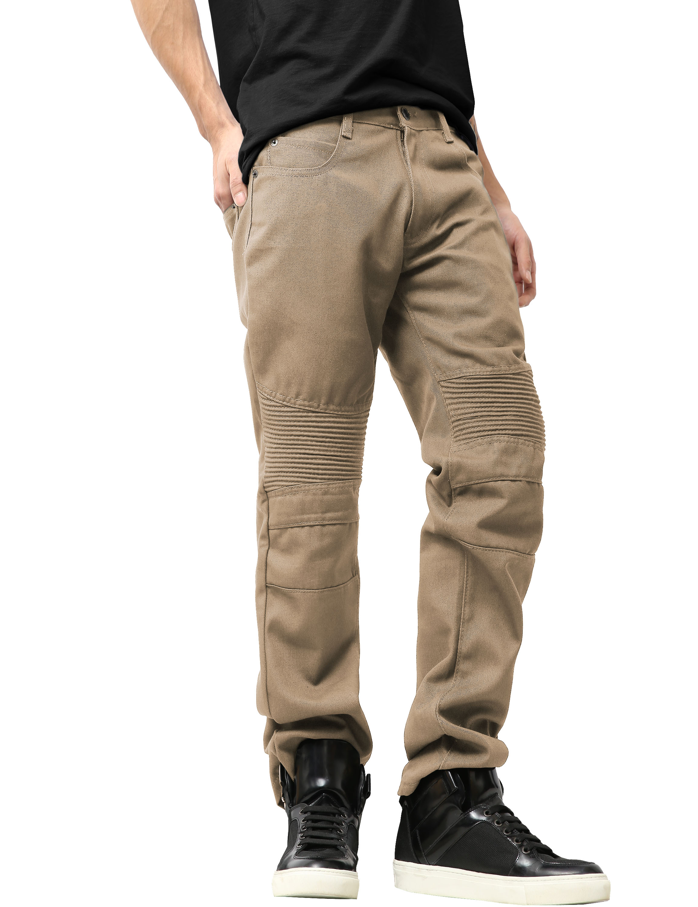 Ma Croix Mens Biker Jeans Slim Straight Fit Denim Distressed Zipper Pants - image 3 of 7