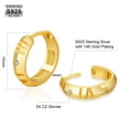 thumbnail image 2 of KRKC&CO Hoop Earrings for Men, S925 Sterling Silver, 14k Gold Plated Hoop Earrings, Hypoallergenic, 5A CZ Stones, Roman Numerals 15mm, 2 of 7