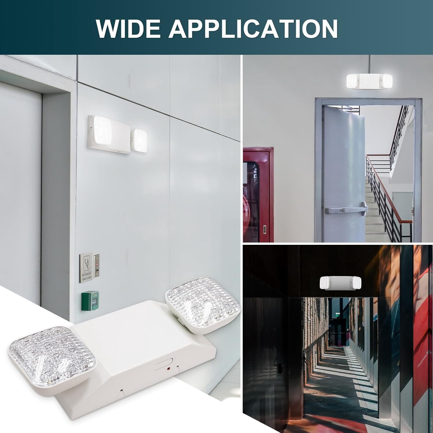DICEEVIL LED Emergency Lights with Battery Backup, Commercial Emergency Lights Fixtures, Two Adjustable Square Head LED Emergency Lighting, for Mall School Restaurant Hotel, White