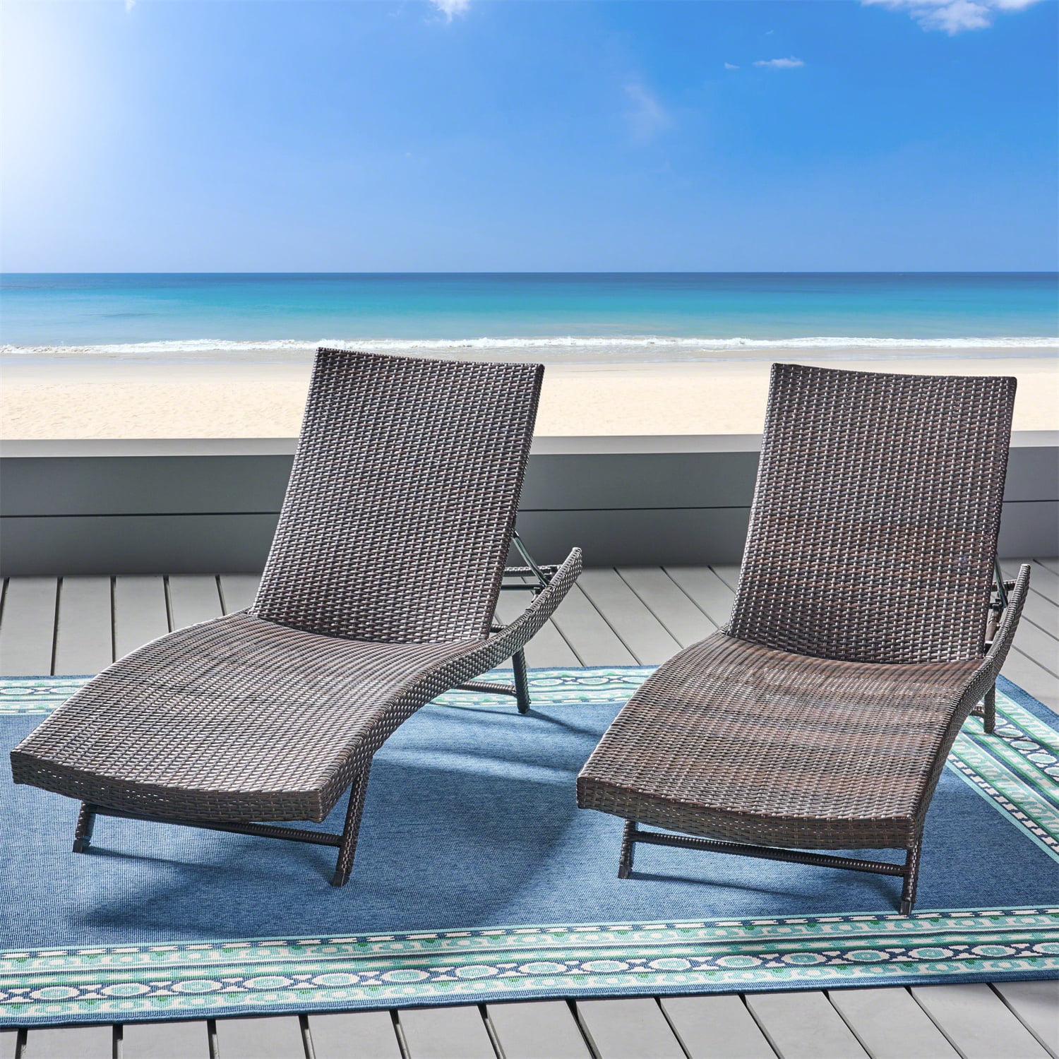 Kepooman Rattan Patio Chaise Lounge Chair for Outside, Adjustable Outdoor Pool Recliner Chair, Set of 2, Brown Kepooman Rattan Patio Chaise Lounge Chair for Outside, Adjustable Outdoor Pool Recliner Chair, Set of 2, Brown