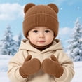thumbnail image 5 of 0-6 Months Kids Winter Beanie Hat and Mitten Set, Cute Earflap Knit Cap for Boys Girls, 5 of 8