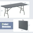 thumbnail image 3 of Gymax 6 ft Portable Folding Table w/HDPE Tabletop Safe Lock Mechanism Carrying Handle Gray, 3 of 10