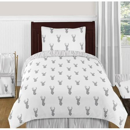 Grey and White Woodland Deer Boys 4 Piece Kids Teen Twin ...