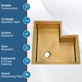 thumbnail image 3 of Strictly Sinks 30” Workstation Corner Kitchen Sink – Gold Single Bowl 16 Gauge Stainless Steel Corner Sink, 3 of 9