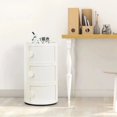 thumbnail image 4 of 3 Drawer Sliding Barrel Modern Bedroom Nightstand, White nightstand  small cabinet My Lux Decor Round, 4 of 7