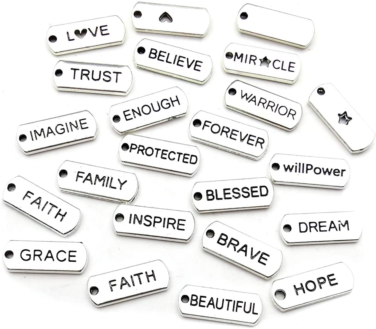 Earrings Word FAITH Inspirational Motivational Word Charm Bracelets Rainbow Metal Great for Necklaces less than 1 Alloy