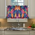 thumbnail image 2 of Yayeee Kitchen Curtains Tier Pair Light Filtering 27"x24" Rod Pocket Short Cafe Window Panel, Colorful Art Leaves Pattern, 2 of 7